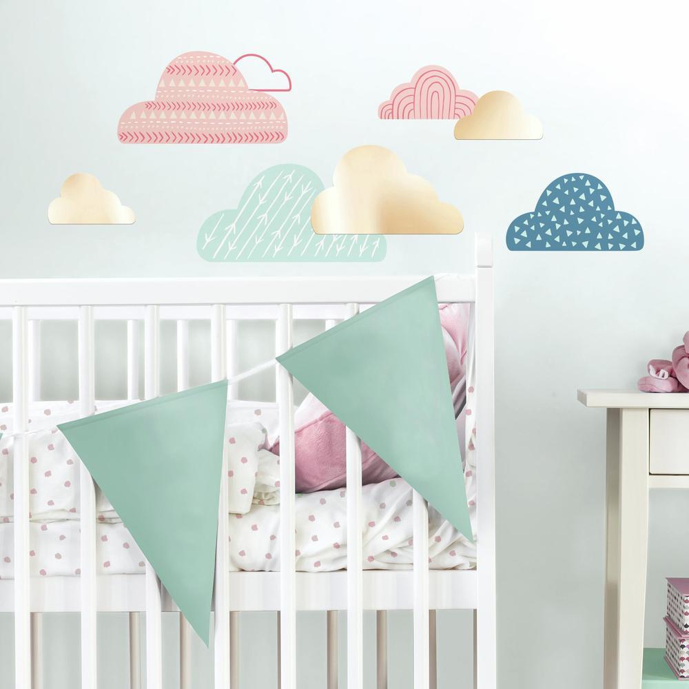 WILD AND FREE CLOUD PEEL AND STICK WALL DECALS WITH MIRRORS Peel And